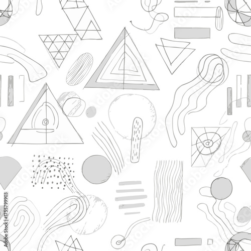 Cute Line Art Grocery Illustration of Various Food and Drink Items