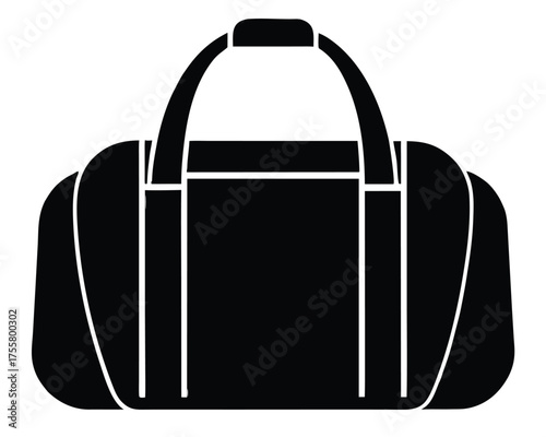 Classic black gym duffel bag icon for sports and travel