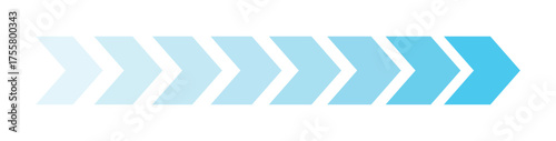 Fading Blue Chevron Arrow Sequence Indicating Progress, Direction, Loading, or Step-by-Step Process Infographic