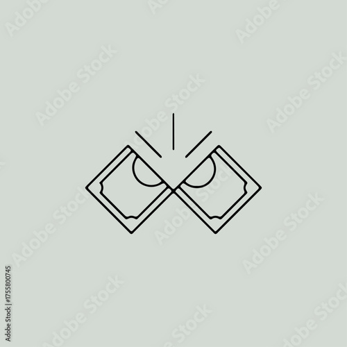 Tearing money banknote icon flat vector design.