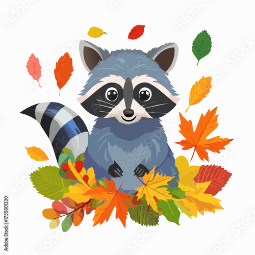 Waschbär im Herbstlaub