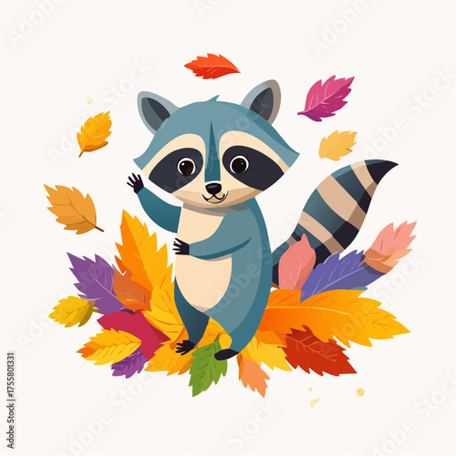 Waschbär im Herbstlaub