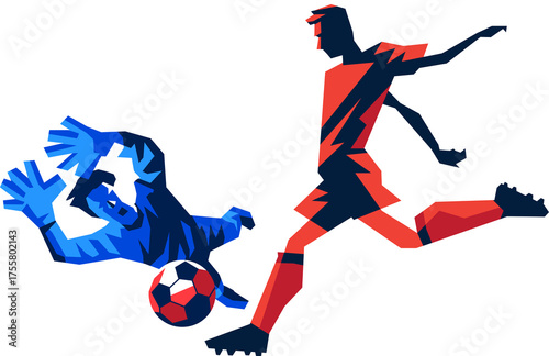 Soccer match vector, two team players in action, football competition dynamic illustration design