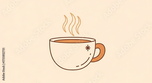 Stylized Hot Drink Cup Illustration with Steam Decorative Graphic Art Warm Beverage Symbol Decorative Coffee Tea Cocoa Mug