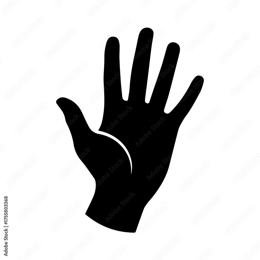 Obraz premium Black Silhouette of Human Hand with Four Fingers Up Gesture Vector Illustration