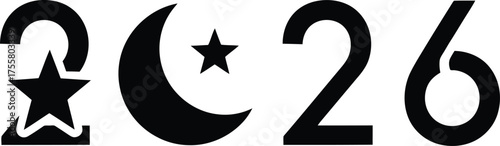 Celestial new year 2026 silhouette with stars and moons