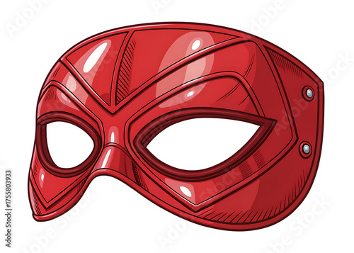 A vibrant red superhero mask with intricate detailing isolated on a black background isolated on white background isolated on transparent background