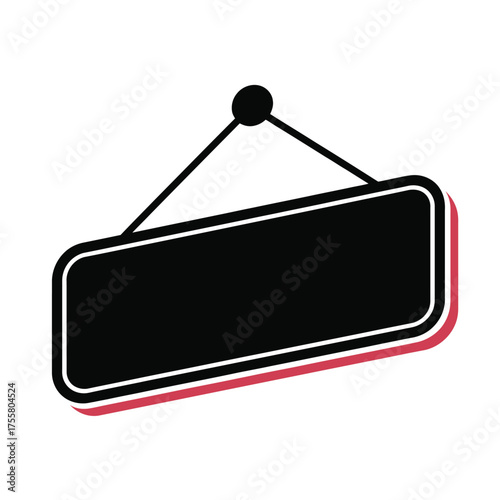 Stylish black rectangular hanging sign vector illustration scalable eps icon for declarative use silhouette vector illustration white background