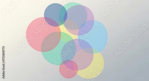 Abstract Pastel Circle Fusion Gentle Gradient Overlay Translucent Bubbles Overlap Soft Colors Modern Backdrop Dreamy Background Design