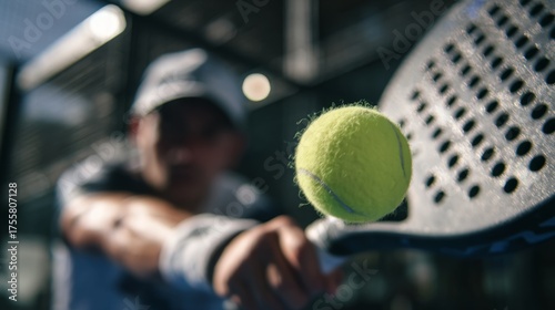 Padel player in slow motion backhand shot