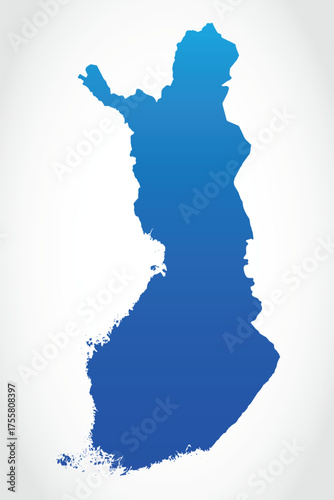 Vector graphic artwork suitable for print and web containing flat detailed map of FINLAND