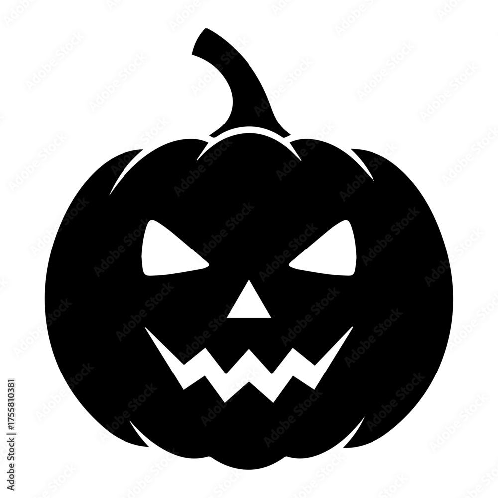 Fototapeta premium Spooky JackOLantern Silhouette Icon Halloween Pumpkin Design Element for Autumn Celebrations October Festivities Seasonal Party Graphics Vector illustration