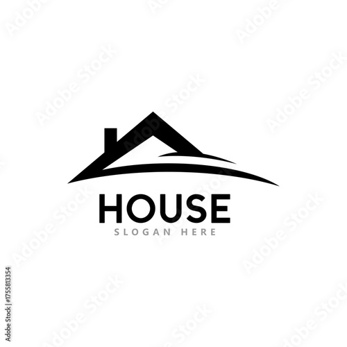 Real Estate House Logo Design with Roof Line and Modern Typography