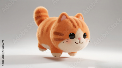 Adorable Orange Cat Plush Toy, Soft 3D Stuffed Animal with Big Eyes and Happy Face