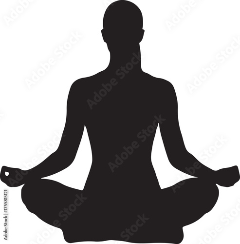 Serene silhouette of a figure meditating in a classic lotus yoga pose, symbolizing peace, balance, and inner calm