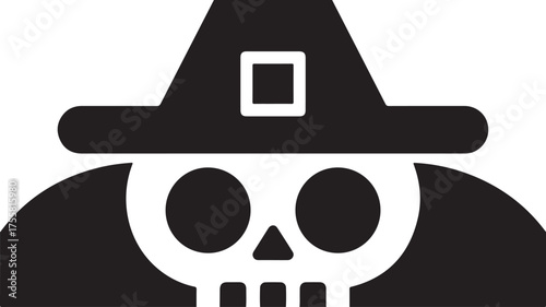Halloween Skull Wearing a Witch's Hat Icon