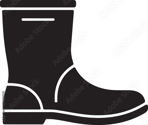 Waterproof boot glyph icon for weather and work concepts
