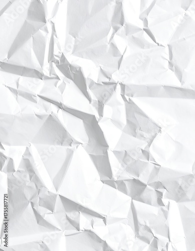 A heavily crumpled piece of white paper creating an abstract textured background