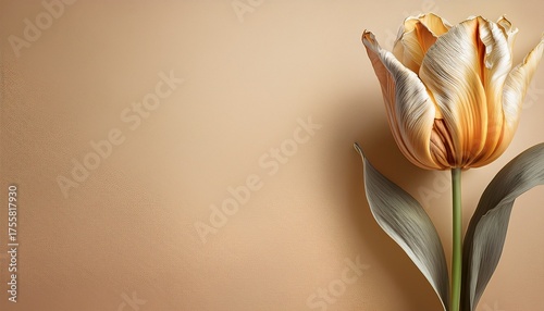 Weathered Tulip Flower On Warm Beige Backdrop