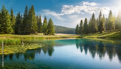 Serene Pond In Summer Illustration 1