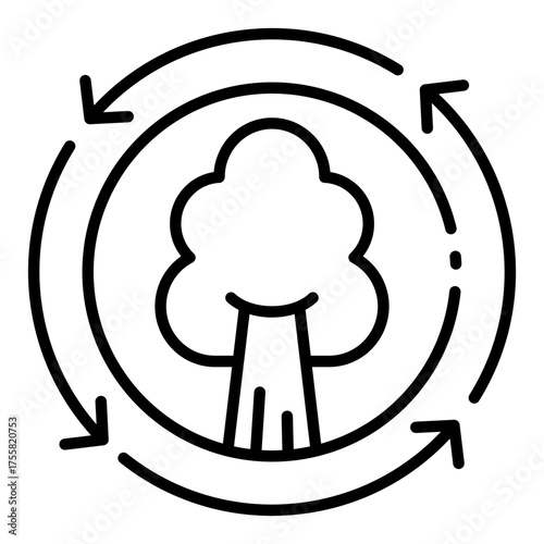 reforestation icon for tree planting and land renewal