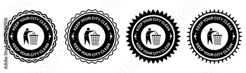Keep Your City Clean Black White Badge Emblem Design