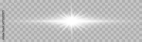 Radiant star light explodes with glowing sparks and bright lens flare effects. The transparent background enhances the magical and festive atmosphere. Perfect for holiday and cosmic visuals.