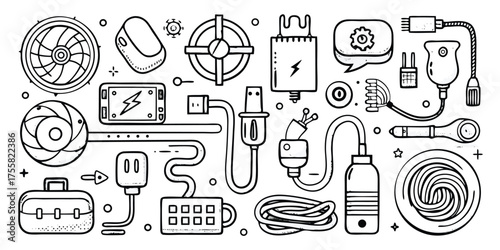 Collection of electronic components and accessories for gadgets and devices