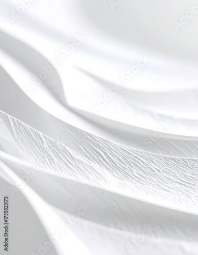 Graceful white waves and a feather's delicate texture in soft, pure light