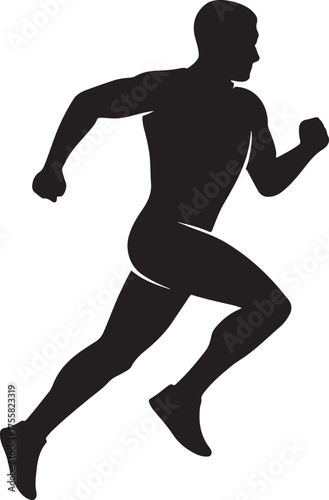 Dynamic silhouette of a runner in motion athletic figure running fast sport and fitness concept
