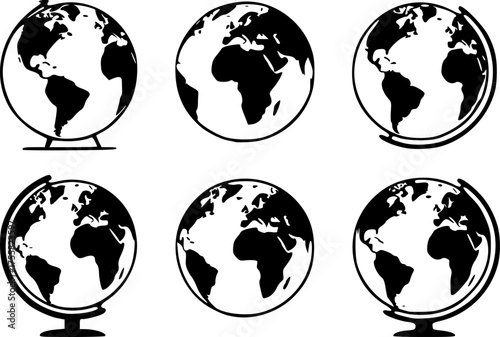 World map and globe icon set vector illustration.