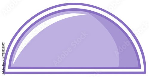Glossy purple semi-circle vector graphic with clean lines and subtle light reflections for design.