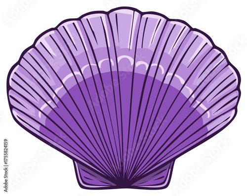 Vibrant purple scallop seashell illustration a beautiful marine symbol for ocean and beach themes