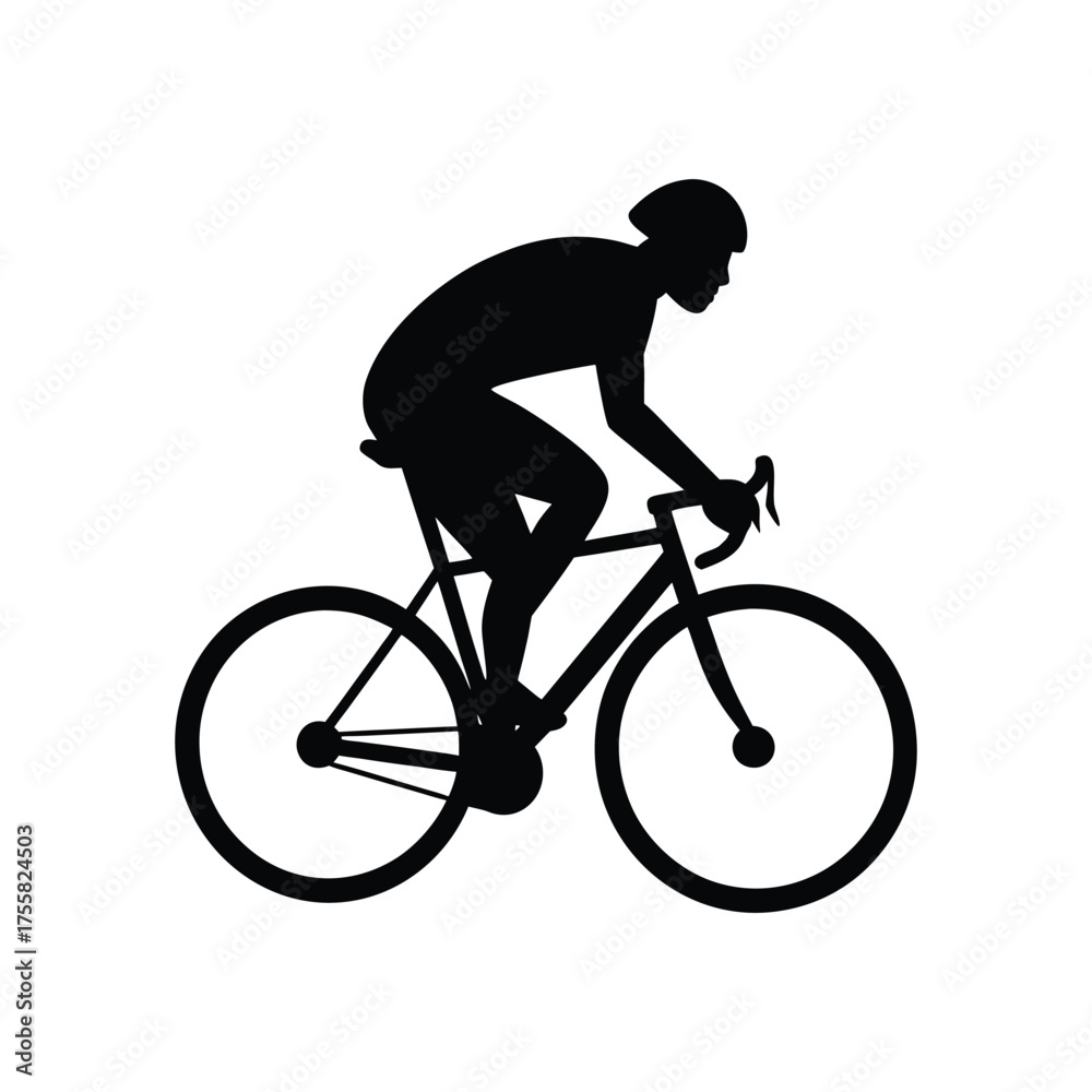 Obraz premium silhouette of a cyclist riding a bicycle isolated