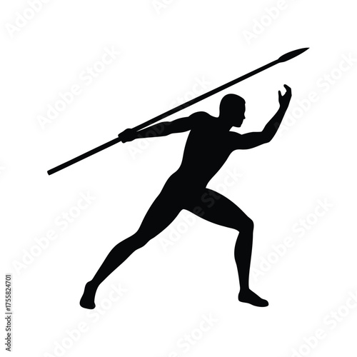 silhouette of a javelin thrower mid action