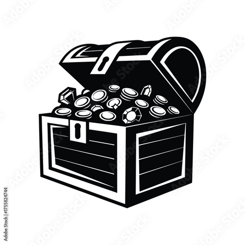 Open Treasure Chest Coins Vector Illustration