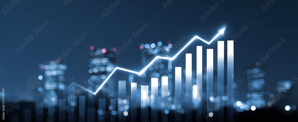 Naklejka premium Economic indicators sparkle like fireworks showing growing excitement among investors.