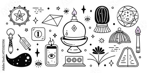 Mystical collection symbols symbols magical elements astrology occult esoteric art supplies