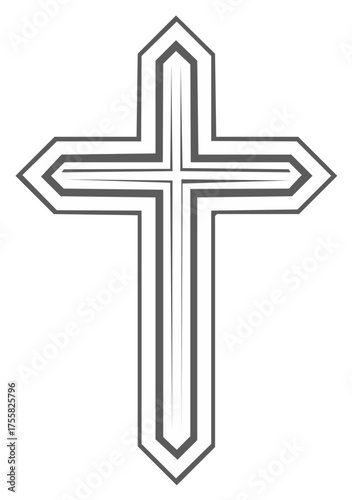 Elegant modern stylized cross symbol geometric layered outline design representing faith and spirituality
