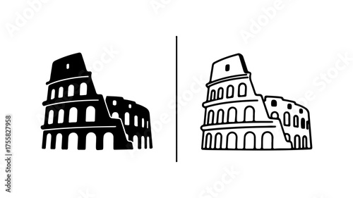 Colosseum landmark outline with transparent background