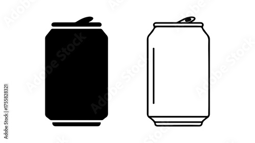 Soda cans outline and solid with transparent background