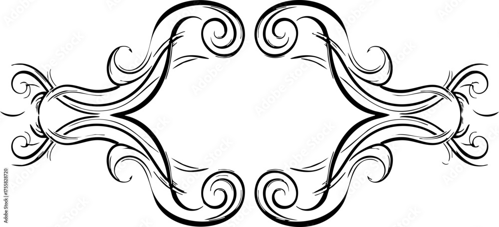 Fototapeta premium Elegant swirling filigree frame for invitations and announcements, a sophisticated decorative flourish with vintage charm and a touch of whimsical style
