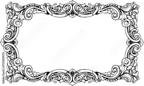 Foto Elegant vintage ornate decorative border frame for invitations, certificates, and elegant designs, exuding timeless sophistication and classic charm