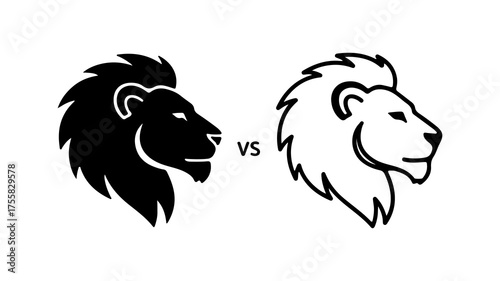 Lion heads facing off with transparent background