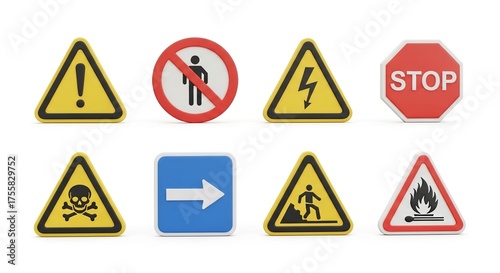Free Download Stay Alert with this Collection of Warning Signs: Danger, Stop, Caution, and More for Workplace Safety and Risk Prevention, Perfect for Educational Materials - GFXLoad