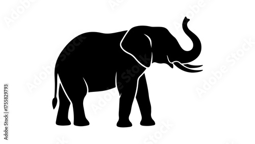 African elephant silhouette with transparent background