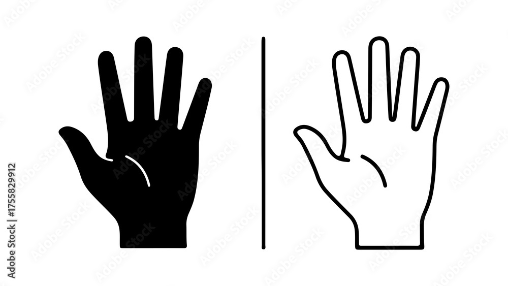 Fototapeta premium Hands outline and solid shape with transparent background