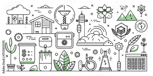 Diverse outdoor adventure icons celebrating nature and exploration discoveries