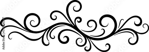 Elegant black flourish design adds a sophisticated touch to invitations, borders, and decorative elements for a refined aesthetic.