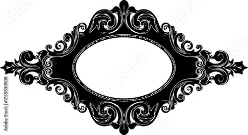 Elegant ornate black vintage frame design offers a sophisticated decorative element for invitations, borders, and classic branding projects.